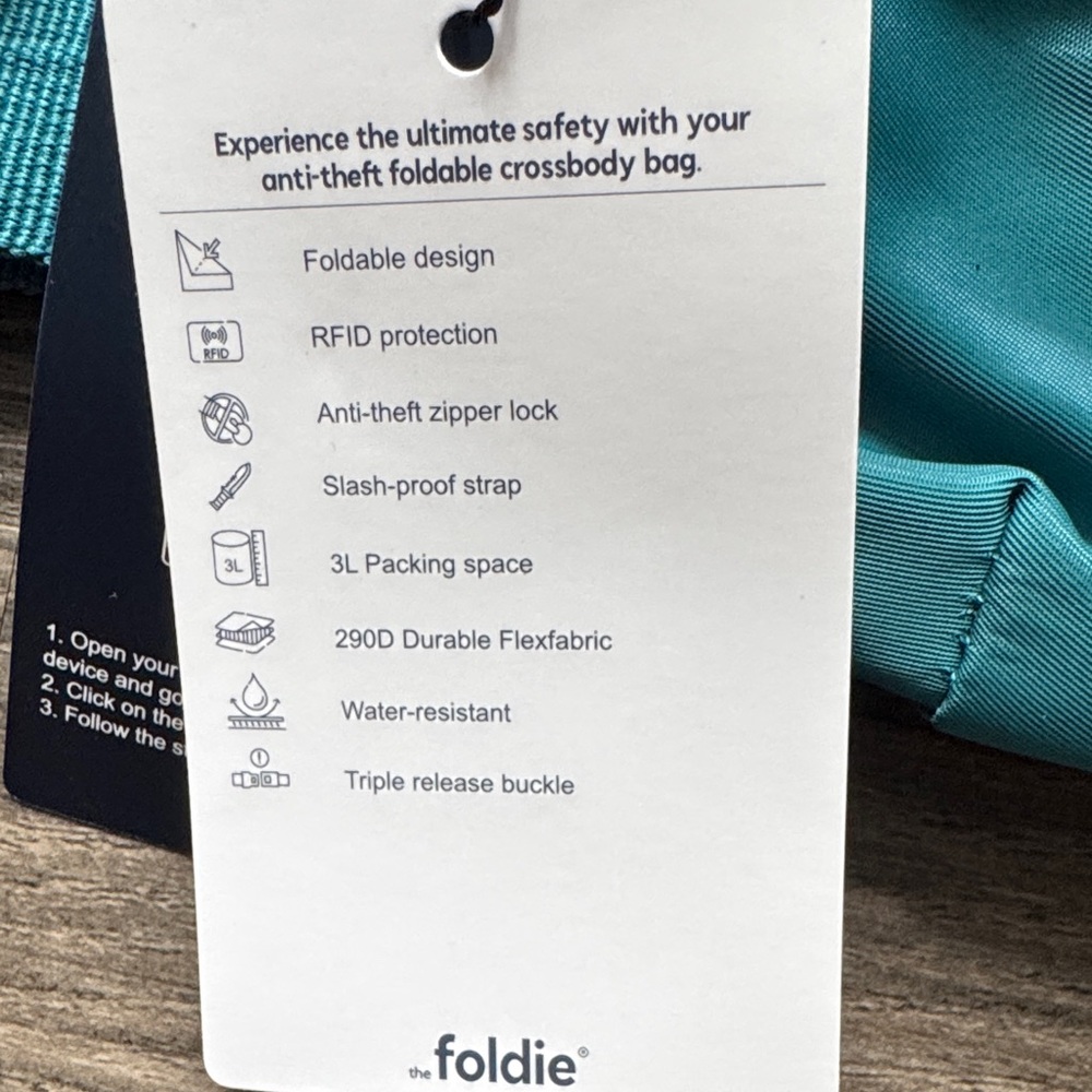 Foldie Teal Crossbody Bag - Picture 3 of 5